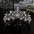 Princess Wedding Crowns For Bride Hair Accessories Flower Pearl Bridal Tiara Crown For Women Party Prom Wedding Hair Headdress as picture 2