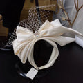 Vintage Bridal Headbands Wedding Party Fascinator Veil Women Satin Bowknot Hairband With Face Veils For Bride Headdress Headwear