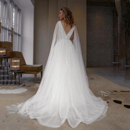 Sexy Tulle Brautkleider Vestidos noivas Rückenfreie Applikationen Spitze Engagement Brautparty Braut Kleider Robe de Mariée Marié