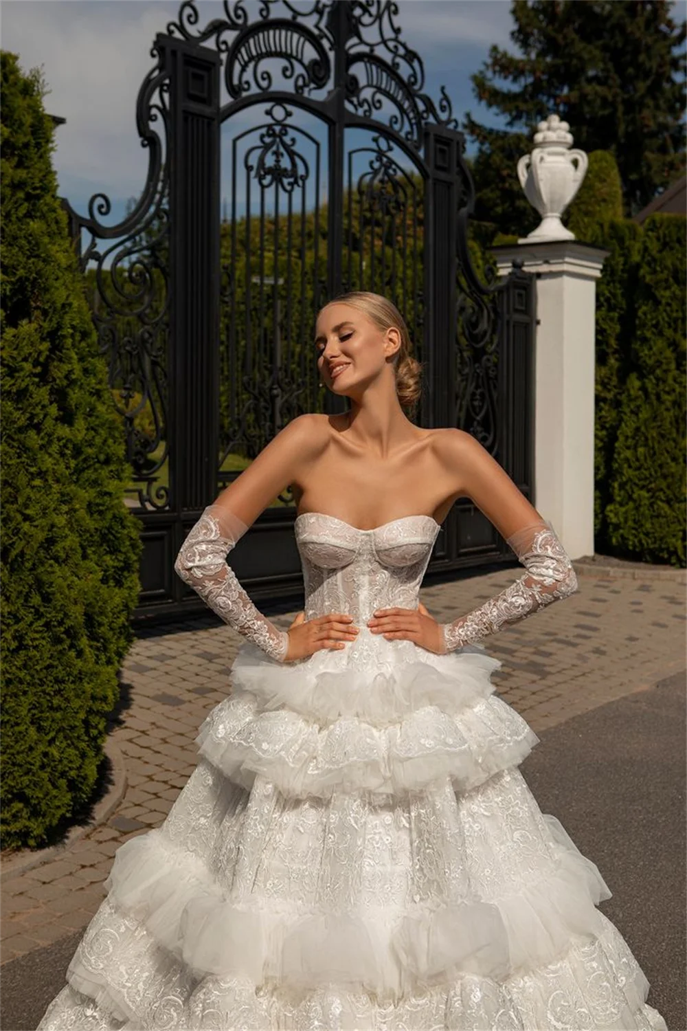 De lujo hecho a mano فساتين مناسبة رسمية Palacio multicapa vestido De baile De graduación vestido De baile De corte real Vestidos De Noche