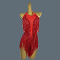 Sparkly Women White Tassel Leotard Sexy Pearls Sequins Fringes Bodysuit Club Performance Wear Party Stage Dance Costumes Shuye Red One Size