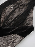 Black Mesh Patchwork Halter Long Dress For Women Long Sleeves Lace Embroidery Mermaid Bodycon Party Evening Gown