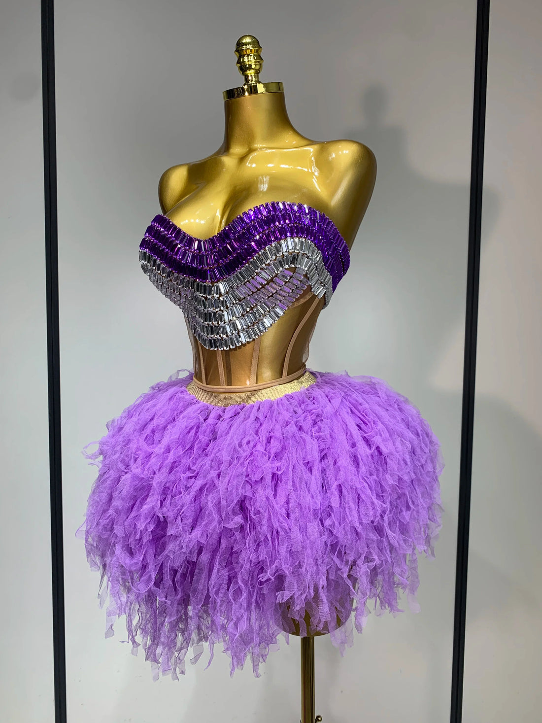 Sparkly Rhinestones Sexy See Through Blackless Two Pieces Set Women Luxury Birthday Outfit Evening Party Stage Perform Outfit