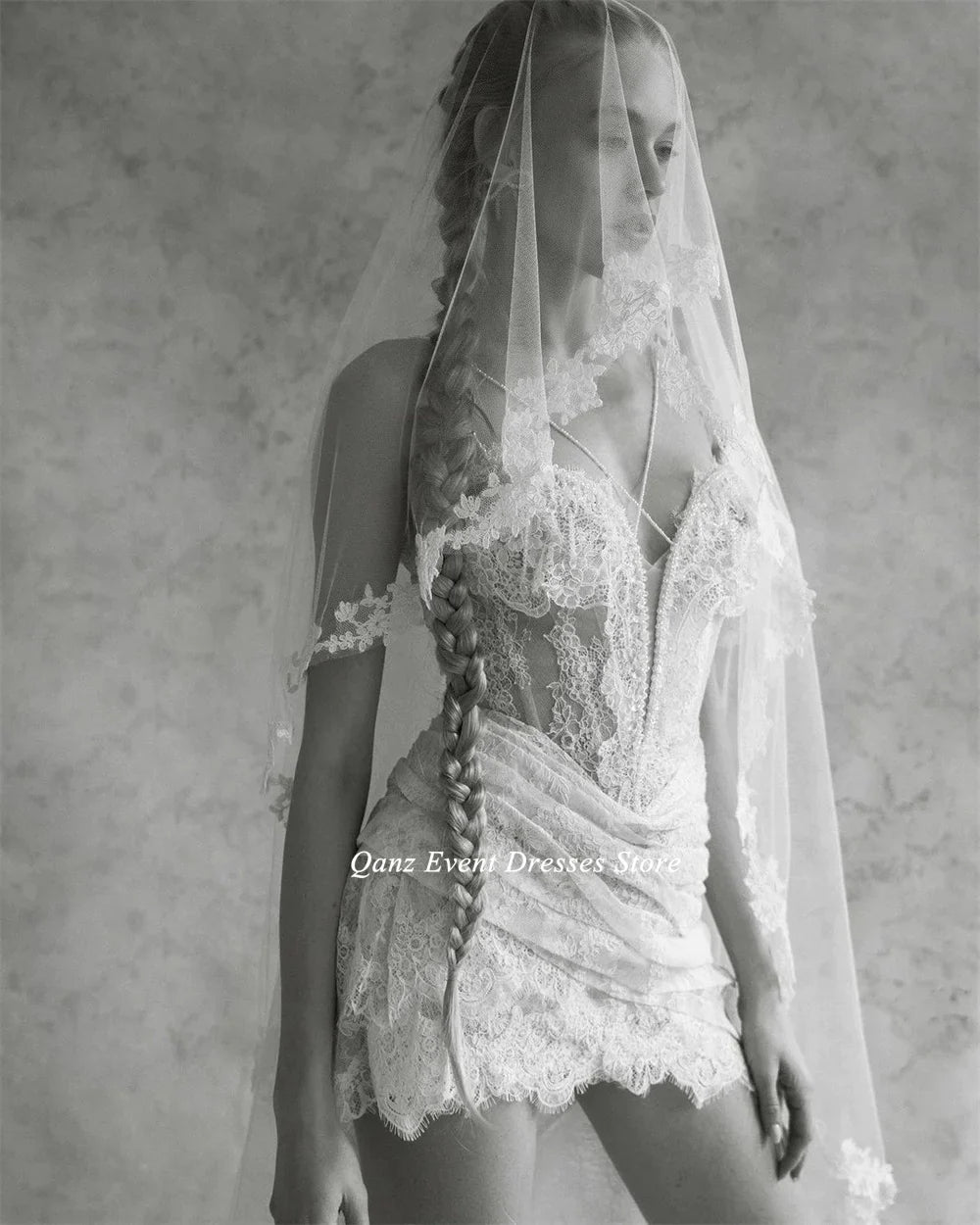 Gaun pengantin tulle pendek mutiara mutiara lace appliques bride gaun vestido branco gaun pengantin renda-up jubah de mariée