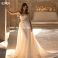 Vestido de noiva sereia lantejoulas sem mangas lantejas de noiva de cetim de duas peças Vestidos de noiva vintage vintage