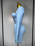 Women Fashion Sexy Long Sleeve Feathers Mini Bodycon Bandage Dress Elegant Evening Party Club Luxury Birthday Dresses