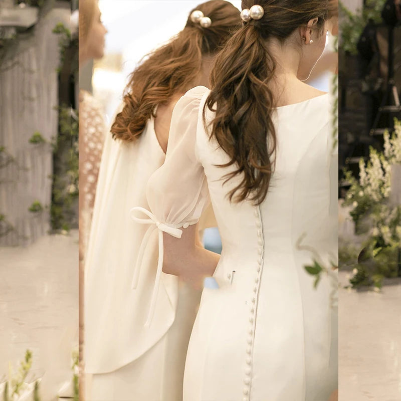 Vestido largo de satén blanco de lujo para mujer, vestido de trompeta para boda, elegante, largo, para graduación, noche, invitados, envoltura de glúteos