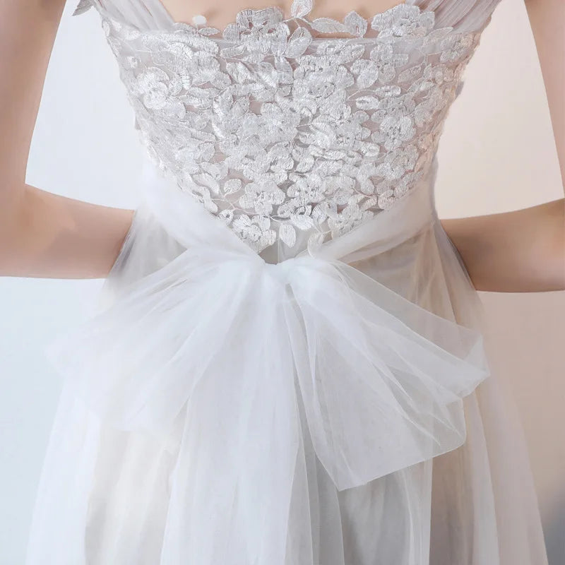 Robe longue de soirée de mariage en mousseline de soie et dentelle blanche, tenue Maxi pour femmes, Sexy, élégante, Slim, demoiselle d'honneur, robe longue d'invitées, été