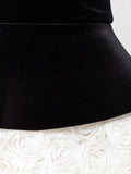 Vintage Glam Party Three-Pieces Strapless Mini Dress Outfit Black Velvet Bustier & White Floral Skirt