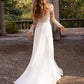 Elegant Long Sleeve Lace Appliques Chiffon Boho Wedding Dresses Sweep Train A-Line Bride Dress Bohemian White Vestidos De Noiva