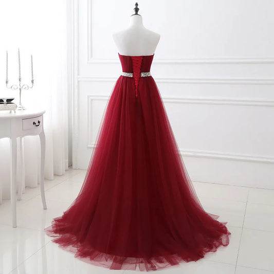 Elegante sexy trägerlose Chiffon Abend Prom Kleider für Frauen Sommer langer formaler Hochzeitsfeier Braut Host Trailing Vestidos