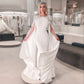 Elegante weiße Meerjungfrau Dubai Abendkleid für Frauen Hochzeitsfeier Cape Särme Muslim lange formelle Kleider