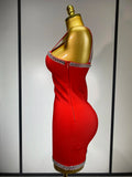 Women Sexy Black Red Sparkly Mini Bodycon Bandage Dress Sleeveless Luxury Diamonds Elegant Evening Club Party Birthday Dress