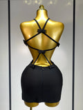 Women Sexy Backless Black Cut Out Bow Tie Bodycon Bandage Dress Celebirty Elegant Evening Party Luxury Birthday Dresses