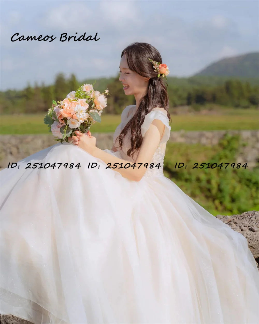 Kekasih Custom Made Wedding Gown 웨딩 드레스 Tulle Sivil Lengan Pendek A-Line Korea Gading Brides Gaun Wanita