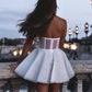 Off White Prom Dresses Heart Shaped Neck Glitter Shining فساتين السهرة Elegant Sleeveless Mini vestidos verano moda