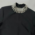 Women's Light Luxury Beaded Elegant Bandage Dress Stand Collar Horn Sleeve Bodycon Long Dresses Evening Club Party Vestidos