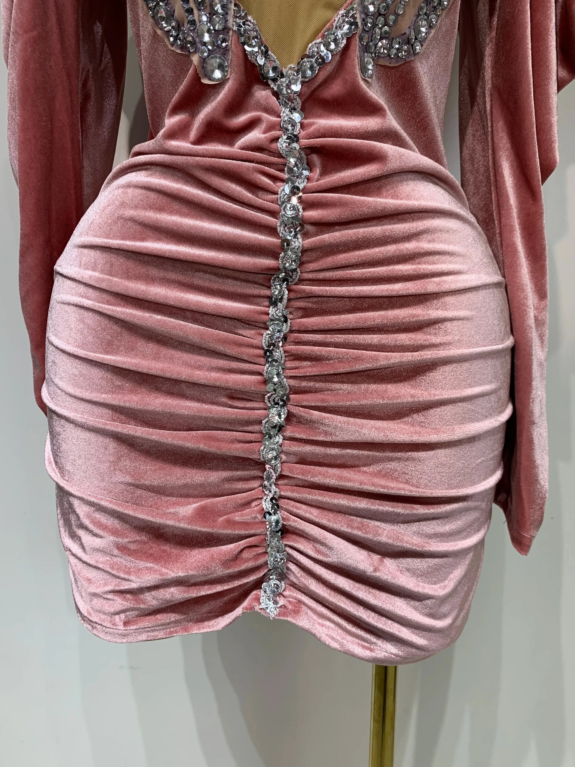 Luxury Birthday Dress Sparkly Crystals Sexy Mesh Velvet Short Dress Women Elegant Evening Party Nightclub Stage Costume