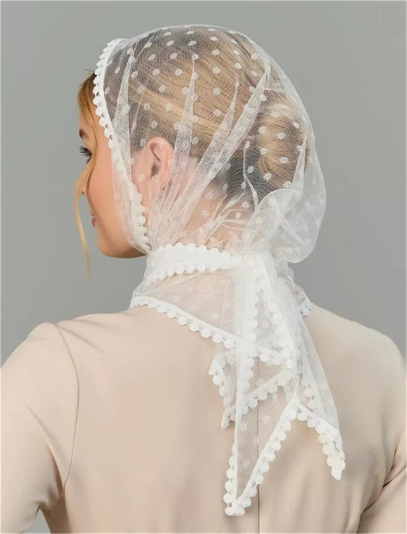 Mantilla Veil For Wedding Bride Spanish Church Veils For Women Shawl Scarf Head Cover White Lace Church Veil for Catholic Chapel as pic 1