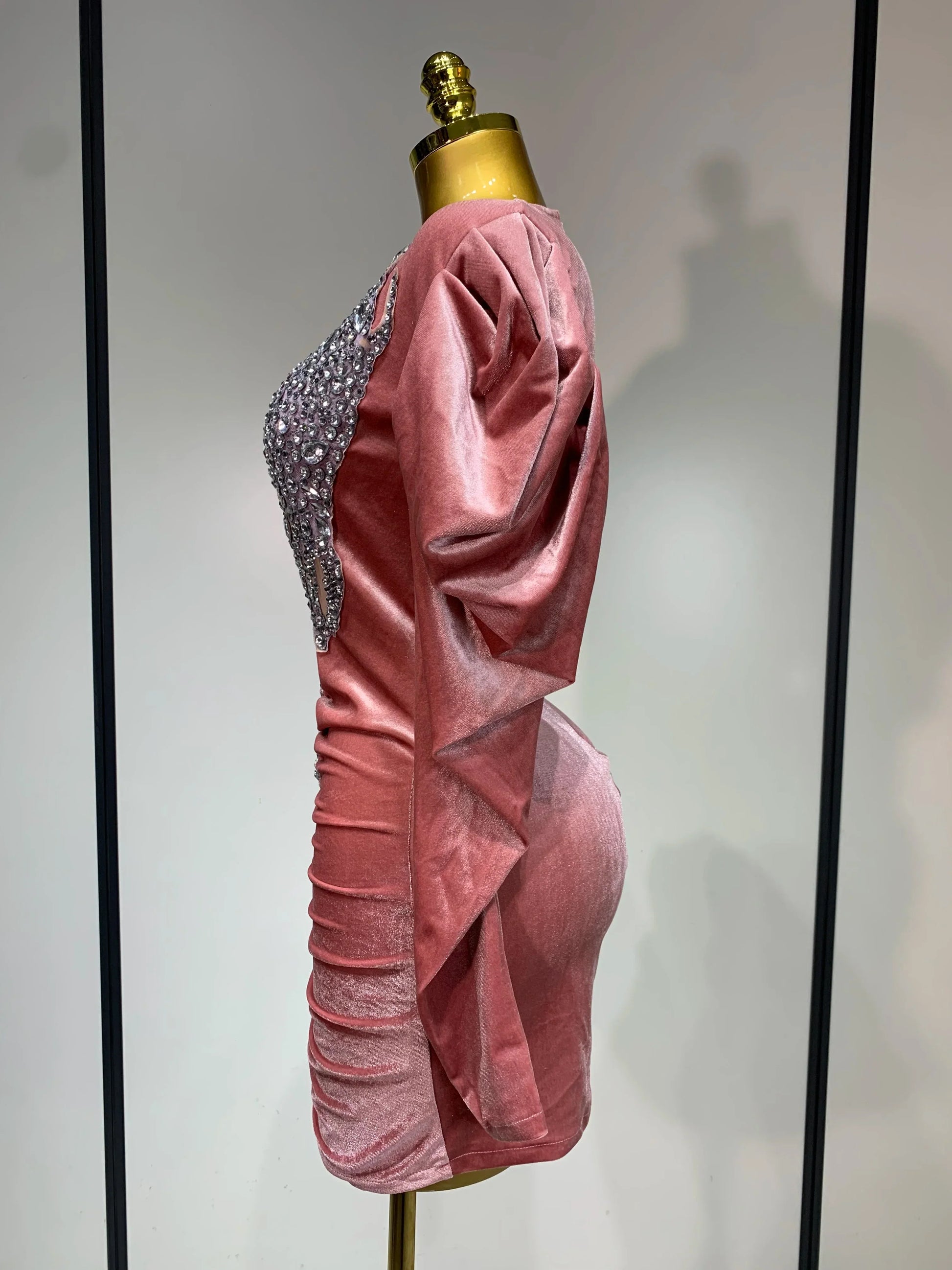 Luxury Birthday Dress Sparkly Crystals Sexy Mesh Velvet Short Dress Women Elegant Evening Party Nightclub Stage Costume