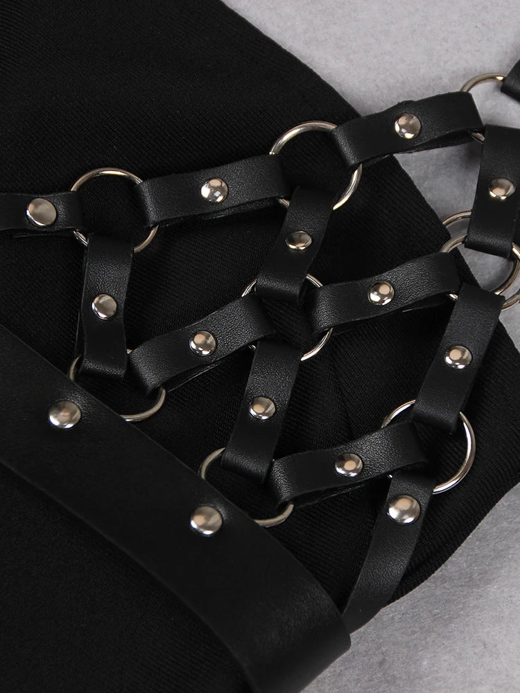 Summer Long Dress Women Sexy High Split Design Evening Party Black Bandage Dress Fashion Stage Show Wear