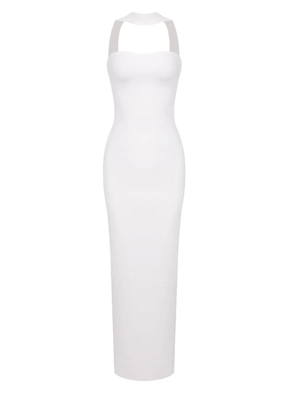 Sexy Women Maxi Dress Fashion Slips Sleeveless Bodycon Off Back Long Bandage Dress Celebrity Cocktail Evening Party Vestido WHITE