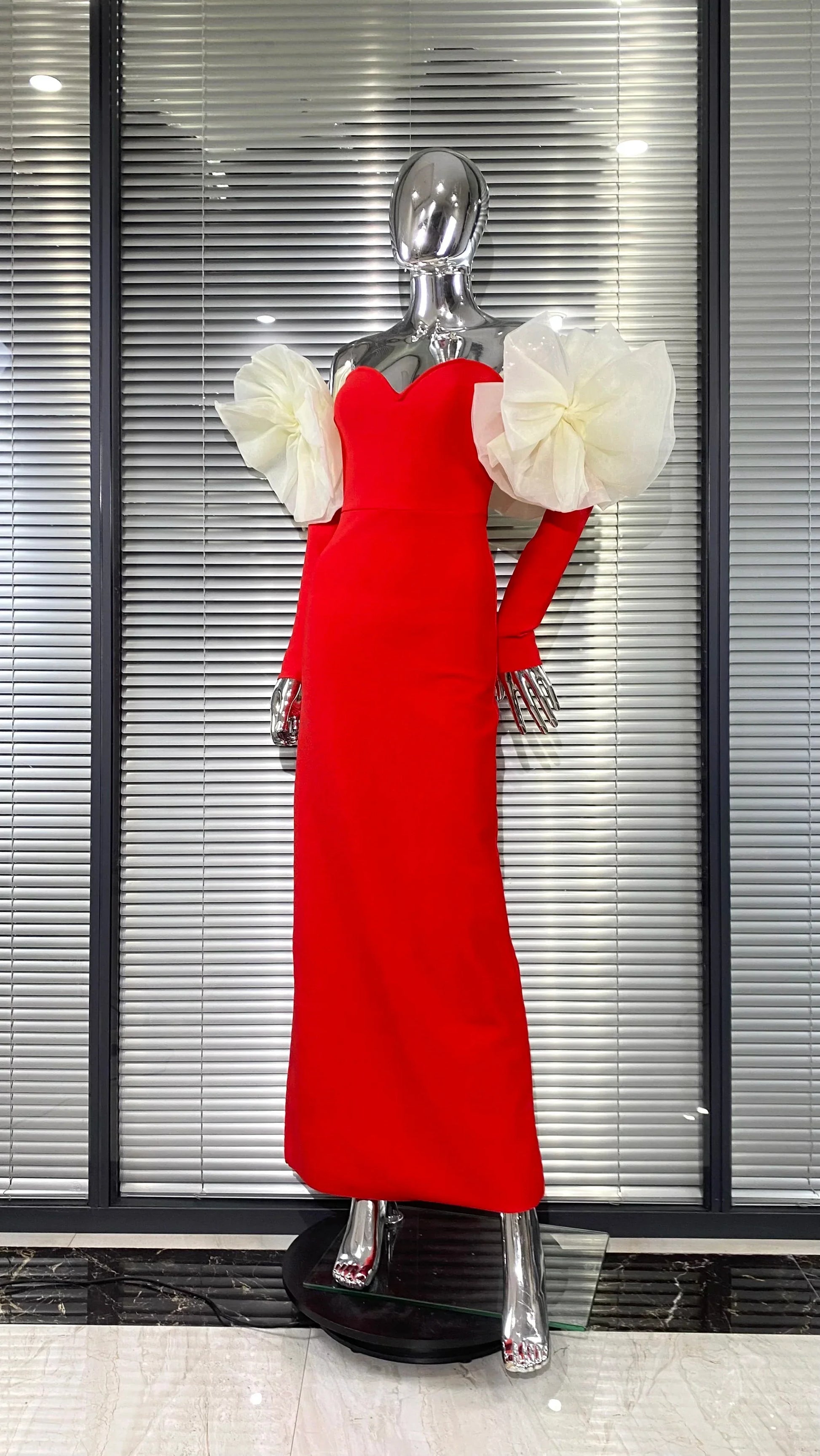 Stereoscopic Flower Sexy Off The Shoulder Ankle Lenght Bandage Dress Woman Birthday Party Vestido Celebrity Party Outfit