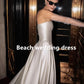 Fivsole Style minimaliste dos ouvert col haut a-ligne robe de mariée Tulle thé longueur robes de mariée boutons manches robes