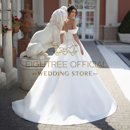 White Women A-Line Wedding Dresses Sweetheart Backless Princess Bridal Dress Formal Wedding Ball Prom Gowns Customized