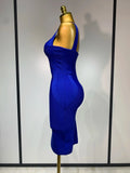 Women Sexy Celebrity Elegant Blue Bodycon Stretch Bandage Dress Nightclub Party Dress Luxury Birthday Vestidos