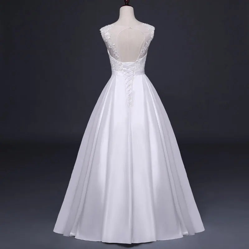 White Satin Bride Dress Elegant Embroidery Lace Formal Evening Summer Dresses for Women Sexy Backless Long Wedding Party Dress