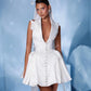 A-Line Mini Wedding Party Dresses for Women v Neck leher lengan pengantin gowns kancing noda vestidos de novia 2024 boda