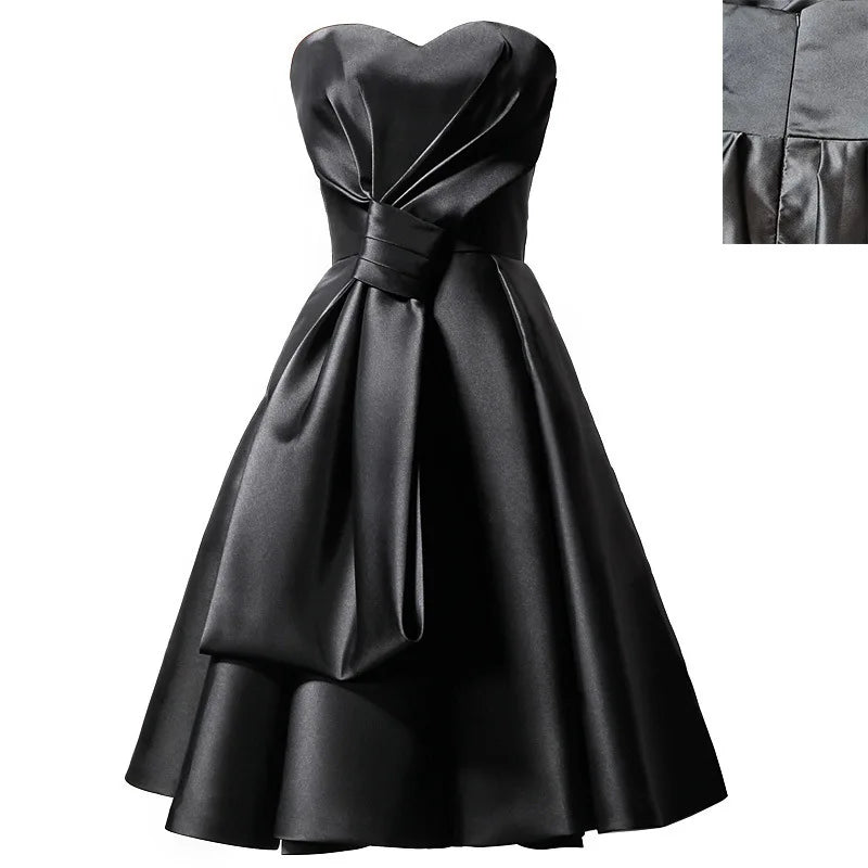 Elegante Satin -Brautjungfernkleider für Frauen Sommer sexy trägerlose Prom Cocktail Abend Party Mini Kleid Schlankes formelles Vestido