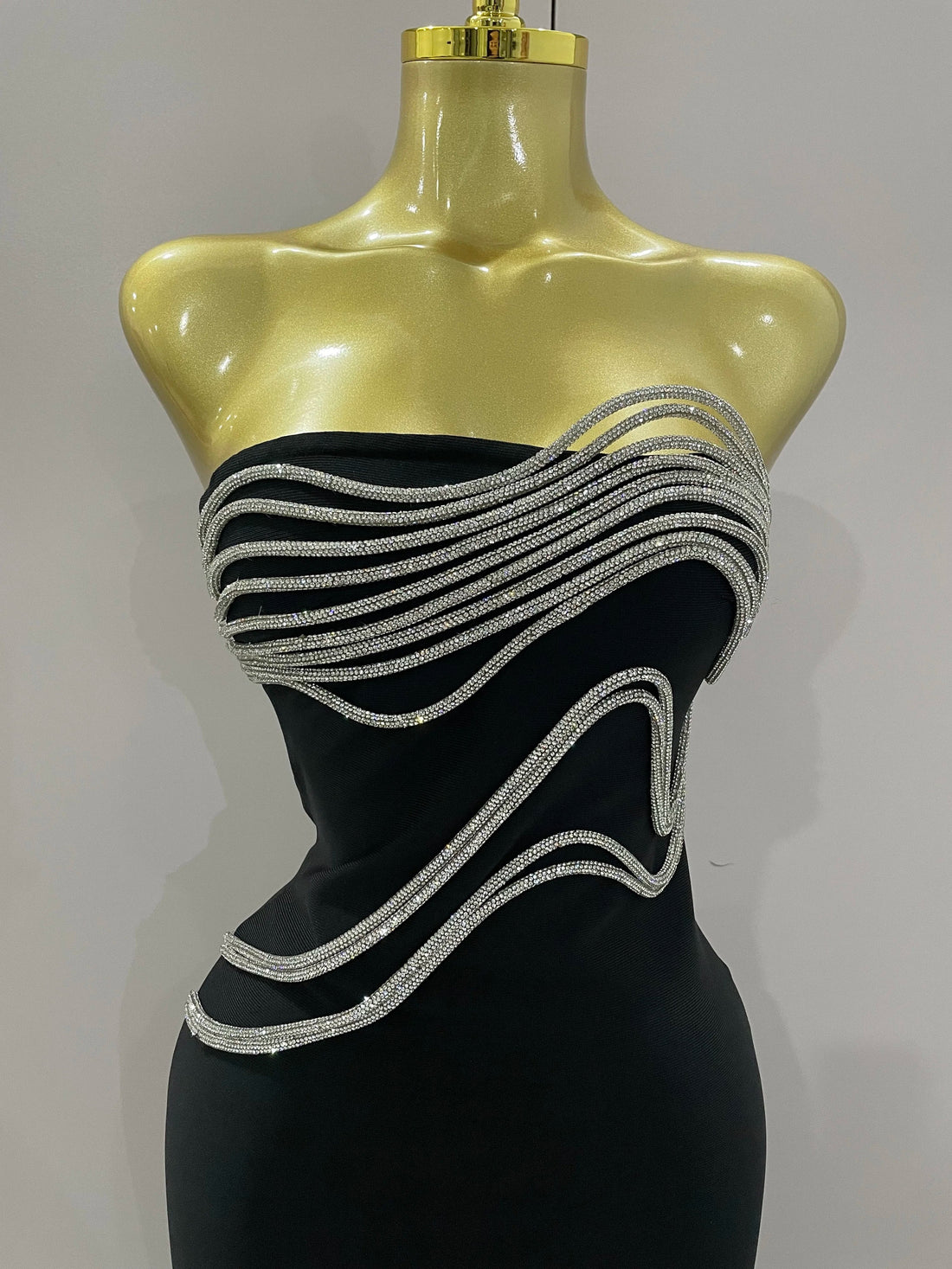 Sexy Strapless Diamond Lines Bodycon Bandage Long Dress Women Celebrity Red Carpet Elegant Evening Birthday Party Dresses