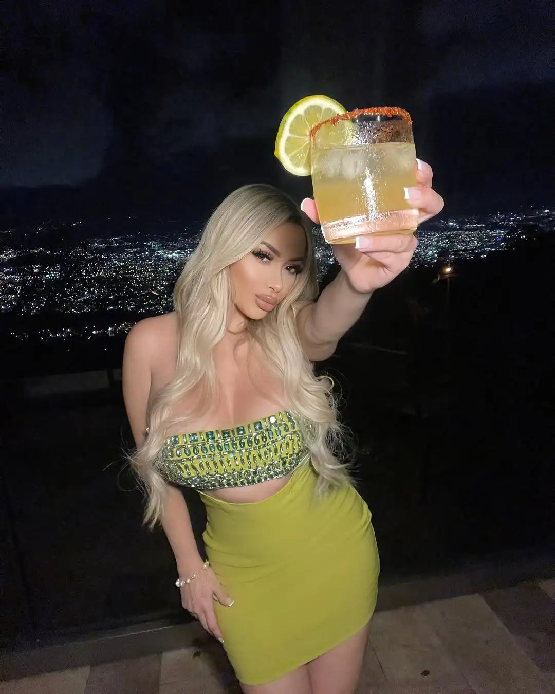 Shining Diamonds Sexy Hollow Strapless Sheath Green Bandage Mini Dress Fashion Woman Party Dress Music Festival Outfit