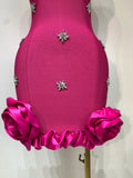 Shining Diamonds Sleeveless Sexy Bodycon Mini Bandage Dress Ruffles Celebrate Evening Party Luxury Birthday Outfit Vestido
