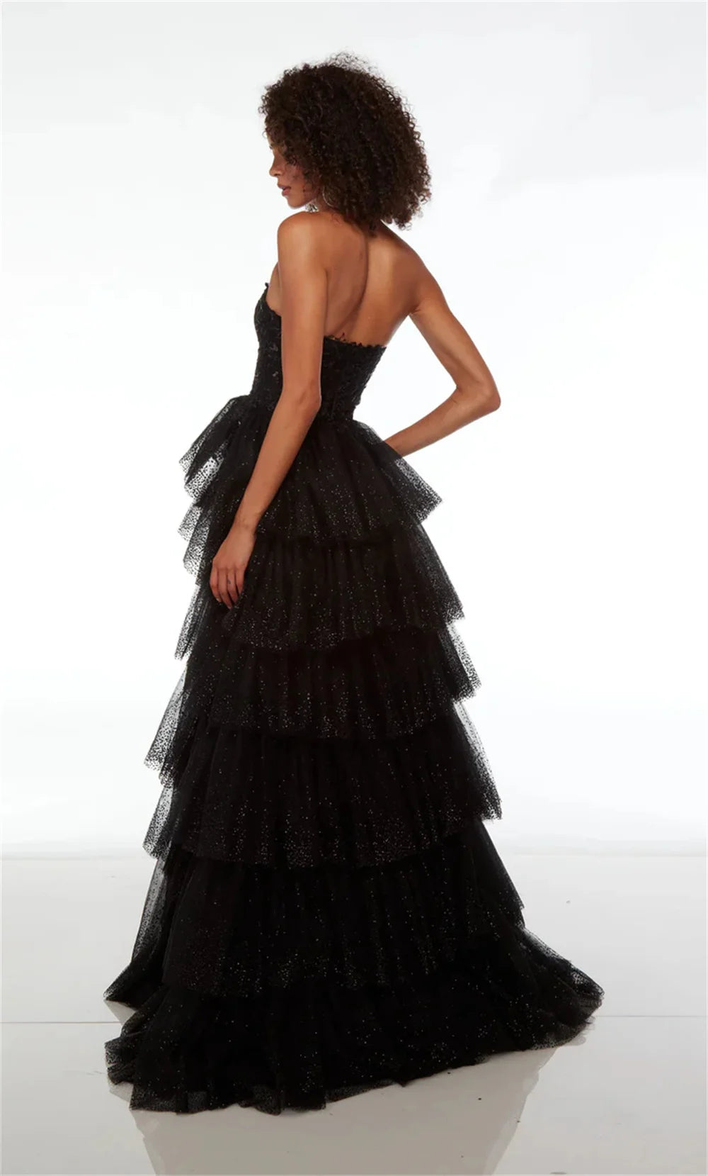 Black Lace Appliques Prom Dresses A-line فساتين السهرة Elegant Sleeveless Sexy Side High Split vestidos verano moda