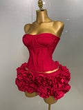 Women Sexy Strapless Prom Gown Fashion Celebrity Club Party Skirt Set Birthday Cocktail Outfit Birthday Party Bandage Dress