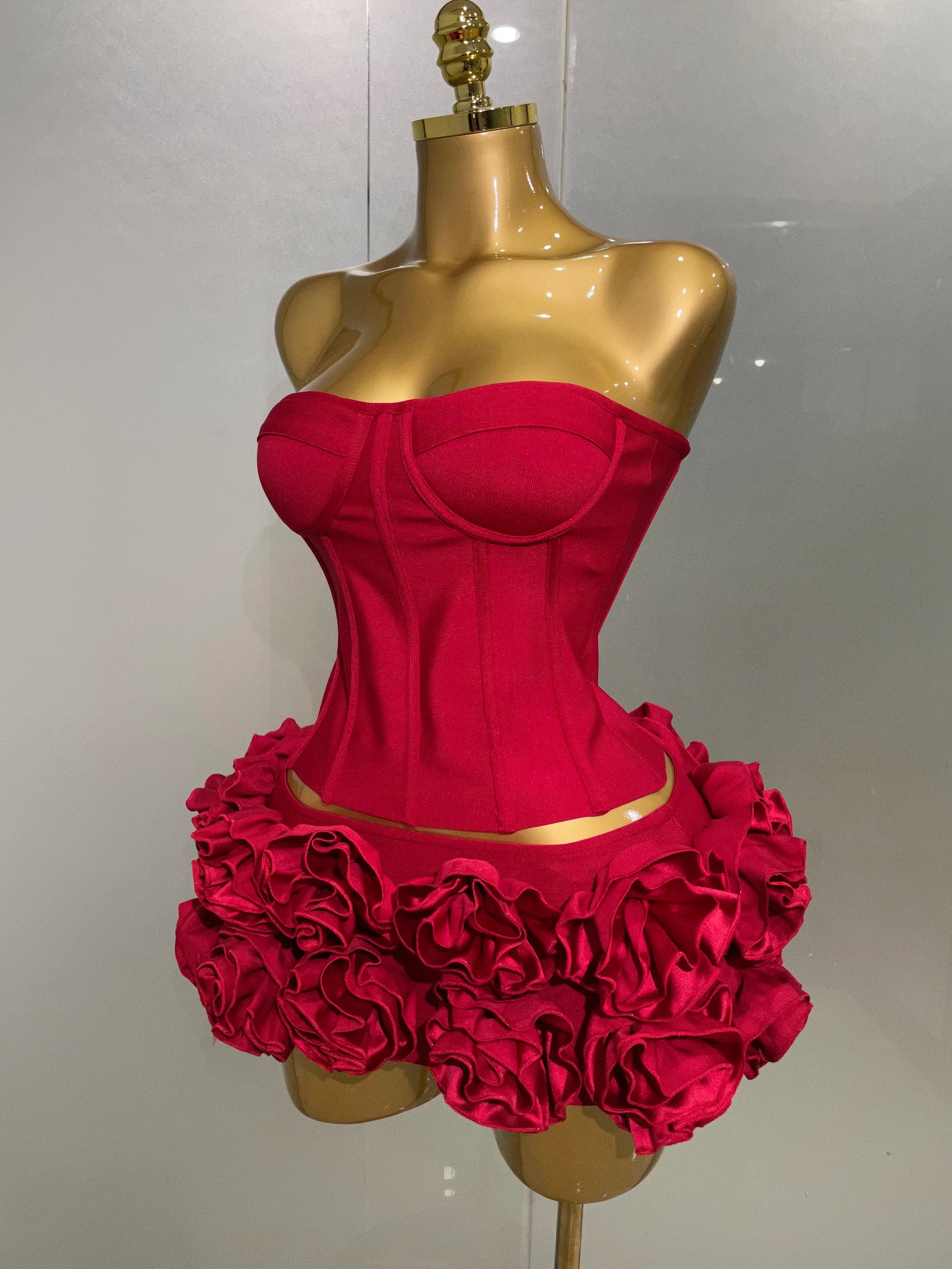 Women Sexy Strapless Prom Gown Fashion Celebrity Club Party Skirt Set Birthday Cocktail Outfit Birthday Party Bandage Dress