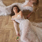 Boho Romantis A-Line Wedding Dresses Sweetheart Sequins Flowers Tulle Brides Party Gowns Leg Slit Lace Up Long Bridal Gaun