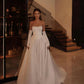 Elegant Simple Wedding Dresses Stain Sweetheart Boning Bride Gowns for Women A-Line Long Bridal Party Dress with Belt