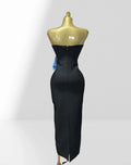 Graceful Bow Sleeveless Strapless Sheath Black Bandage Ankle Lengh Dress Woman Party Vestido Celebrity Cocktail Outfit