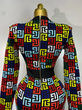 Women Long Sleeve V-Neck Bodycon Jacquard Short Bandage Dress Elegant Evening Luxury Birthday Party Cocktail Outfit