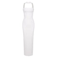 Backless Party Dress Elegant Halter Prom Dress with Back Split 2024 Summer New Slim Fit Maxi Bandage Dress Cocktail Dress white