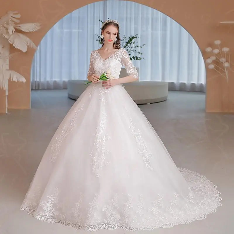 Abito da sposa fuori dalla spalla Elegante Abito da sposa in barca Elegante Abbigliamento da sposa Abito da ballo Princess Luxury Vestido de Noiva personalizza