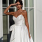 Popular V-neck Pleat A Line Wedding Dresses Big Bow Side Slit Floor Length Vestido de Noiva Bridal Gowns