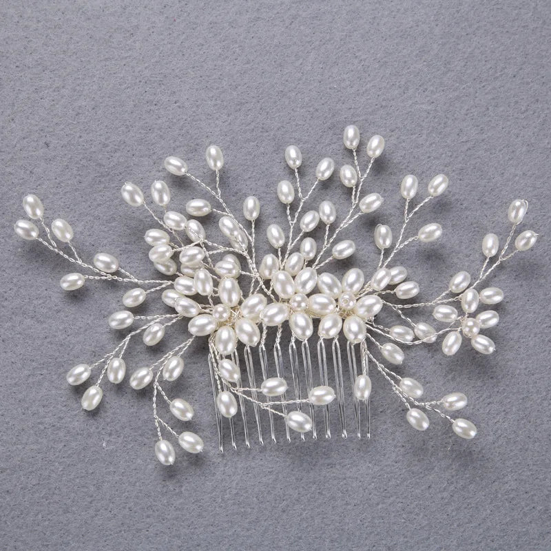 3pcs/set Pearl Wedding Hair Combs Headpieces Elegant Bridal Tiaras Side Combs Hair Clips Bride Hairpins Prom Bridal Hair Pieces