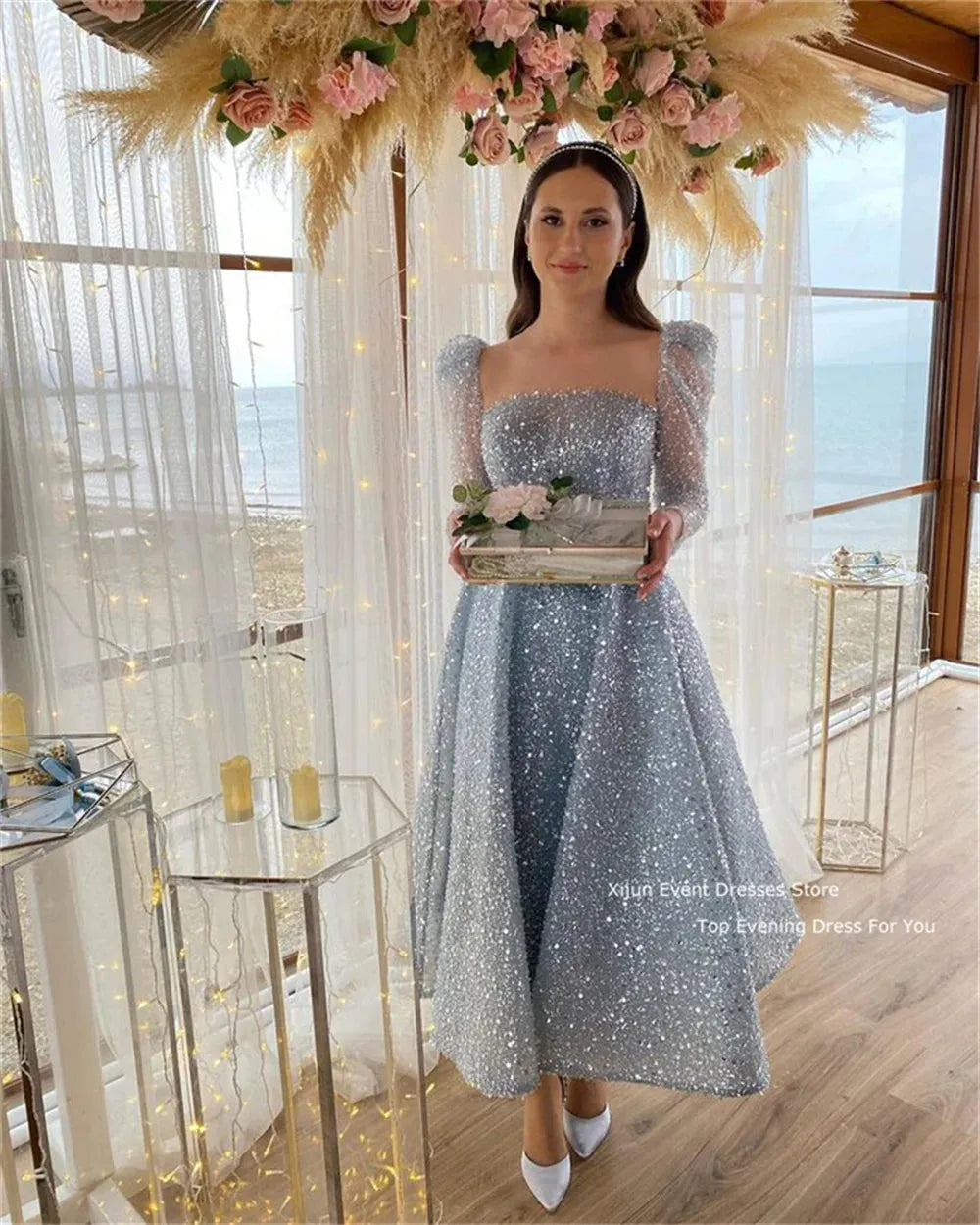 vintage square neck wedding dress Long Sleeve Lace White not just to keep Romantic Escapes A Line Green Strapless COLOR:DEEP EMERALD MU