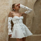 Mini vestido de novia por encima de la rodilla, vestidos de novia elegantes con escote corazón para mujer, vestidos de boda de media manga para mujer, hechos a medida