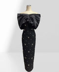 Shining Diamond Sexy Off The Shoulder Black Ankle Lenght Bandage Dress Graceful Woman Party Vestido Birthday Party Outfit